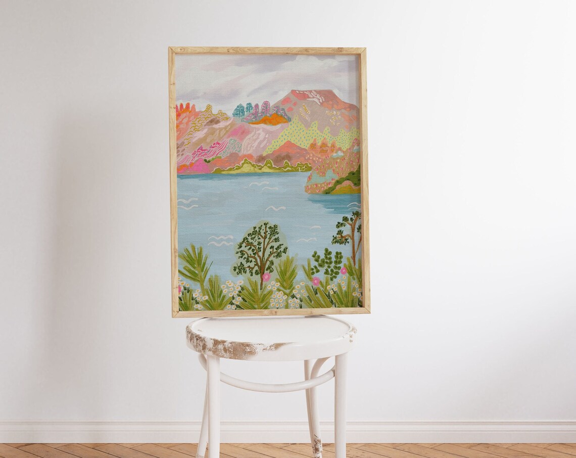 Abstract Mountain Landscape Poster, Colorful Abstract