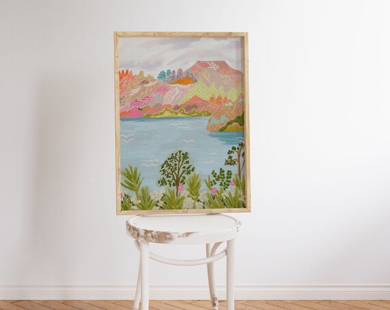 Abstract Mountain Landscape Poster, Colorful Abstract