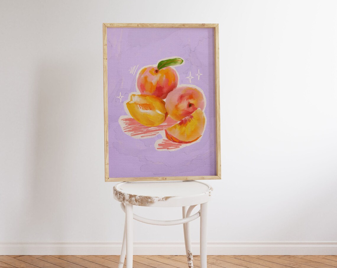 Peach Acrylic Art Print, Colorful Kitchen Decor