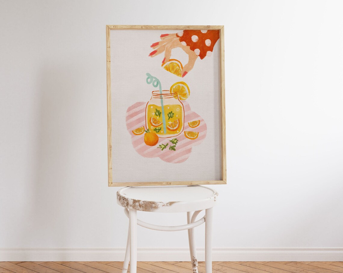 Lemonade Illustration Art Print, Kitchen Wall Decor