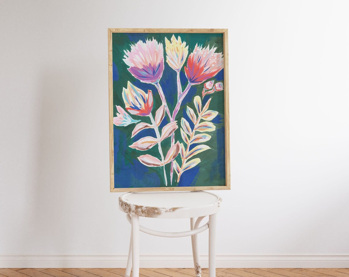 Abstract Floral Art Print, Colorful Botanical Decor