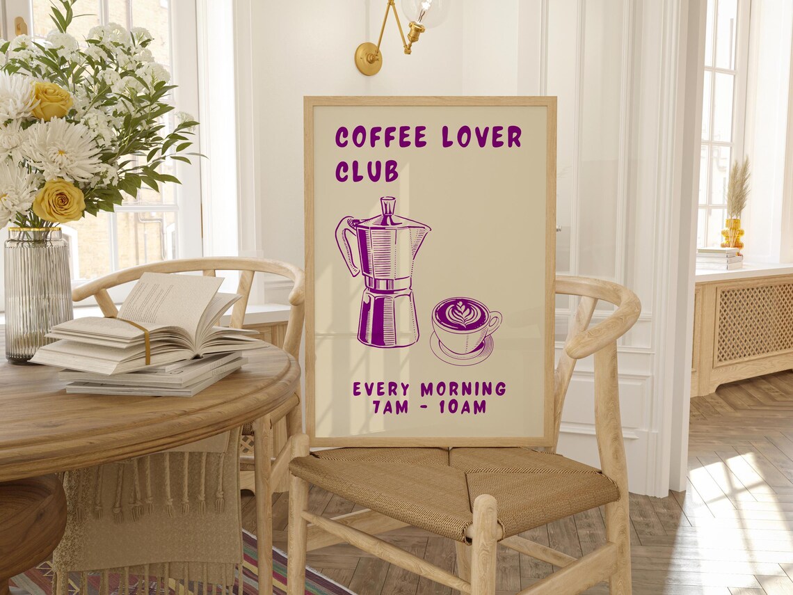 Coffee Club Kitchen Art Print, Coffee Bar Gift - Image 2