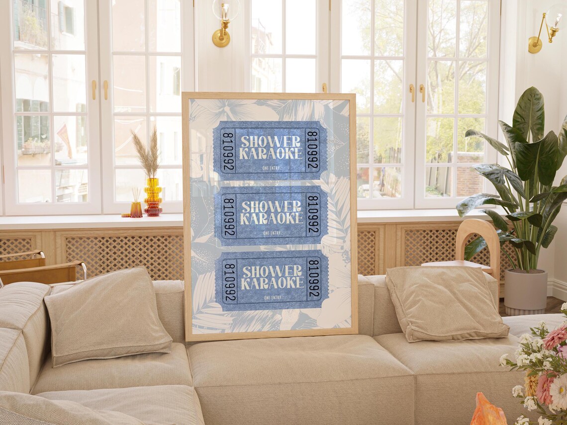 Shower Karaoke Ticket Print, Tropical Bathroom Decor - Image 2