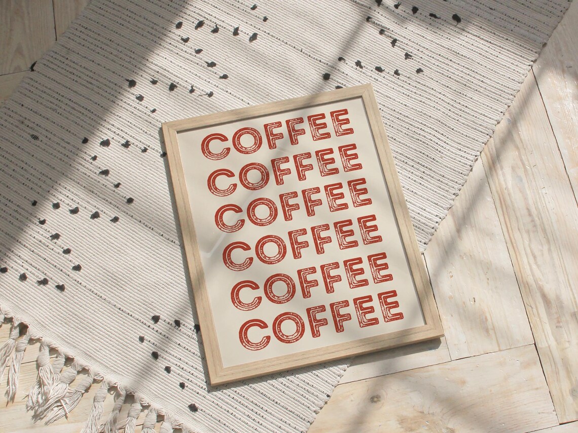 Retro Coffee Print Coffee Bar Wall Art Cute Red Coffee Art Print Coffee Poster Coffee Print Coffee Art Print - Image 2
