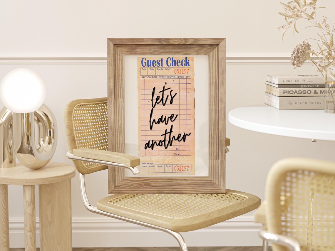 Guest Check Poster, Funky Bar Cart Decor - Image 2