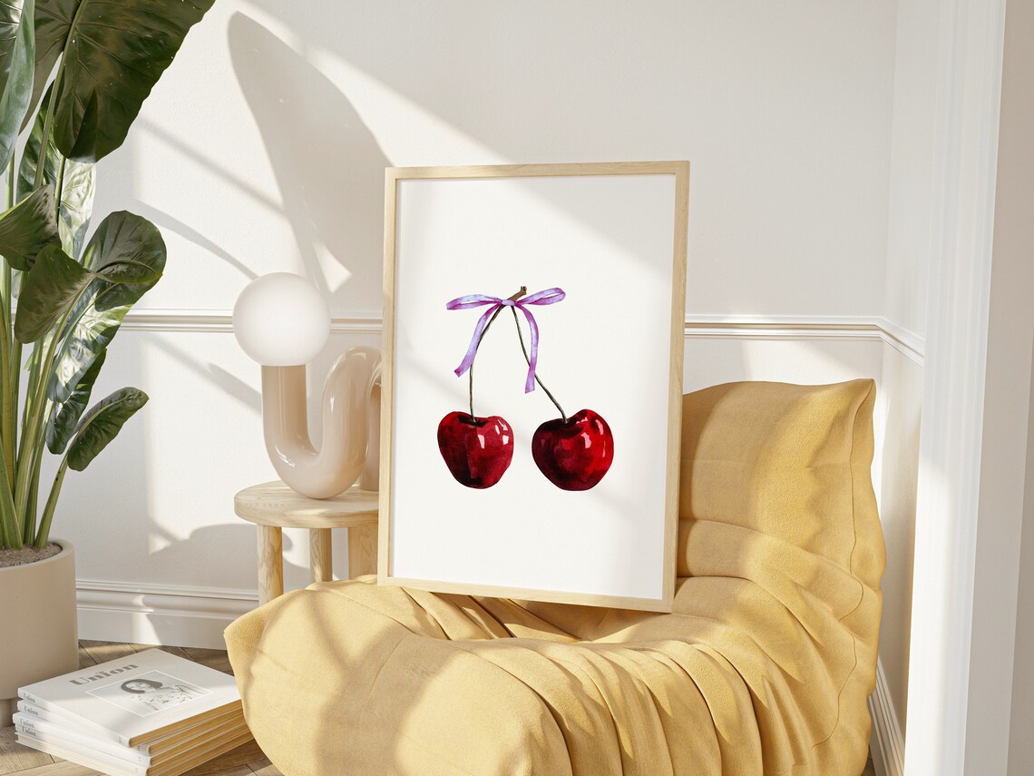 Cherry Wall Art, Coquette Balletcore Kitchen Decor - Image 3