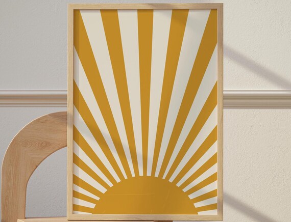 Boho Nursery Decor Sun Art Neutral Color Decor Yellow Art Print Baby Wall Art Sunrise Wall Art Sunset Print You Are My Sunshine Poster Art