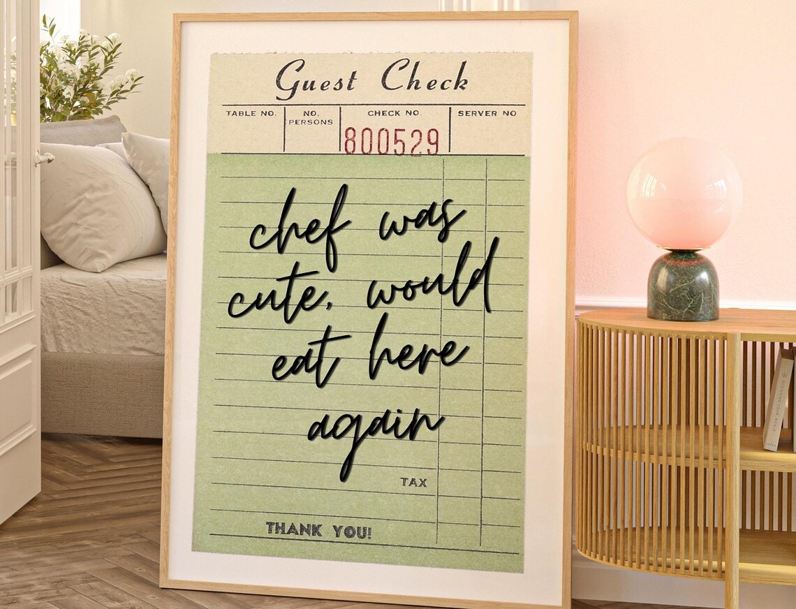 Guest Check Print, Trendy Modern Kitchen Art