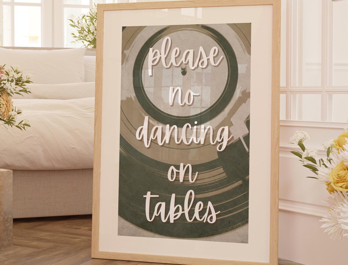 Please No Dancing On Tables, Retro 70s Quote Art Print