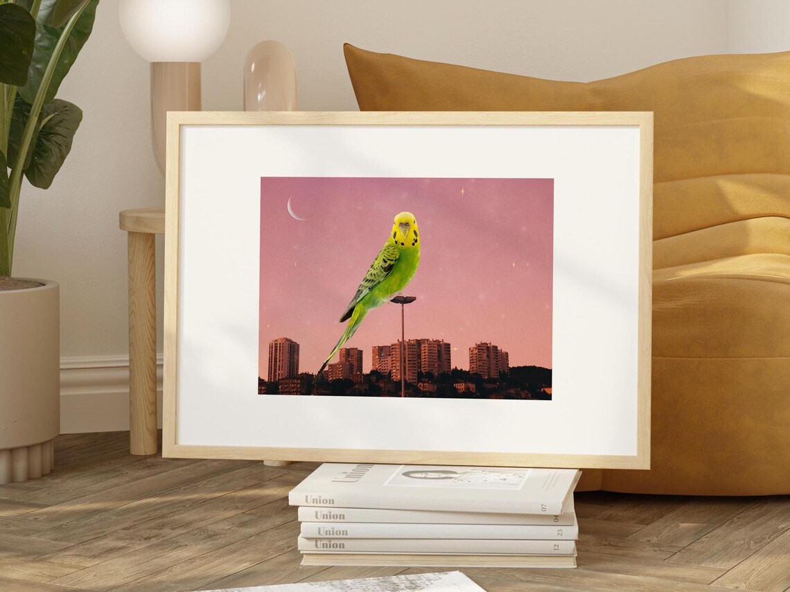 Tropical Bird Picture, Boho Living Room Decor