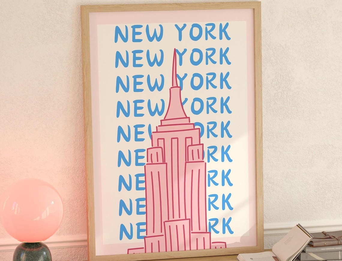 New York City Travel Poster, Cute Trendy Gift