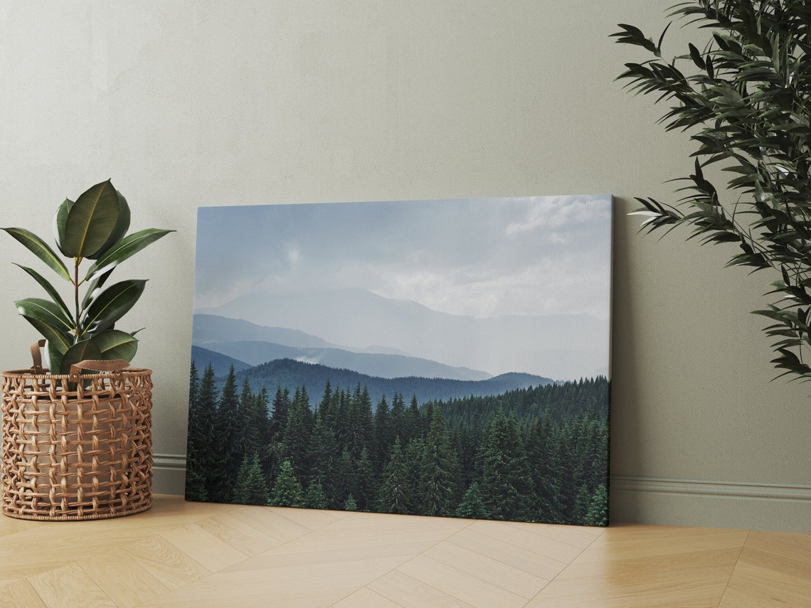 Misty Blue Mountain Layers Above Evergreen Forest Photo Poster - Image 2
