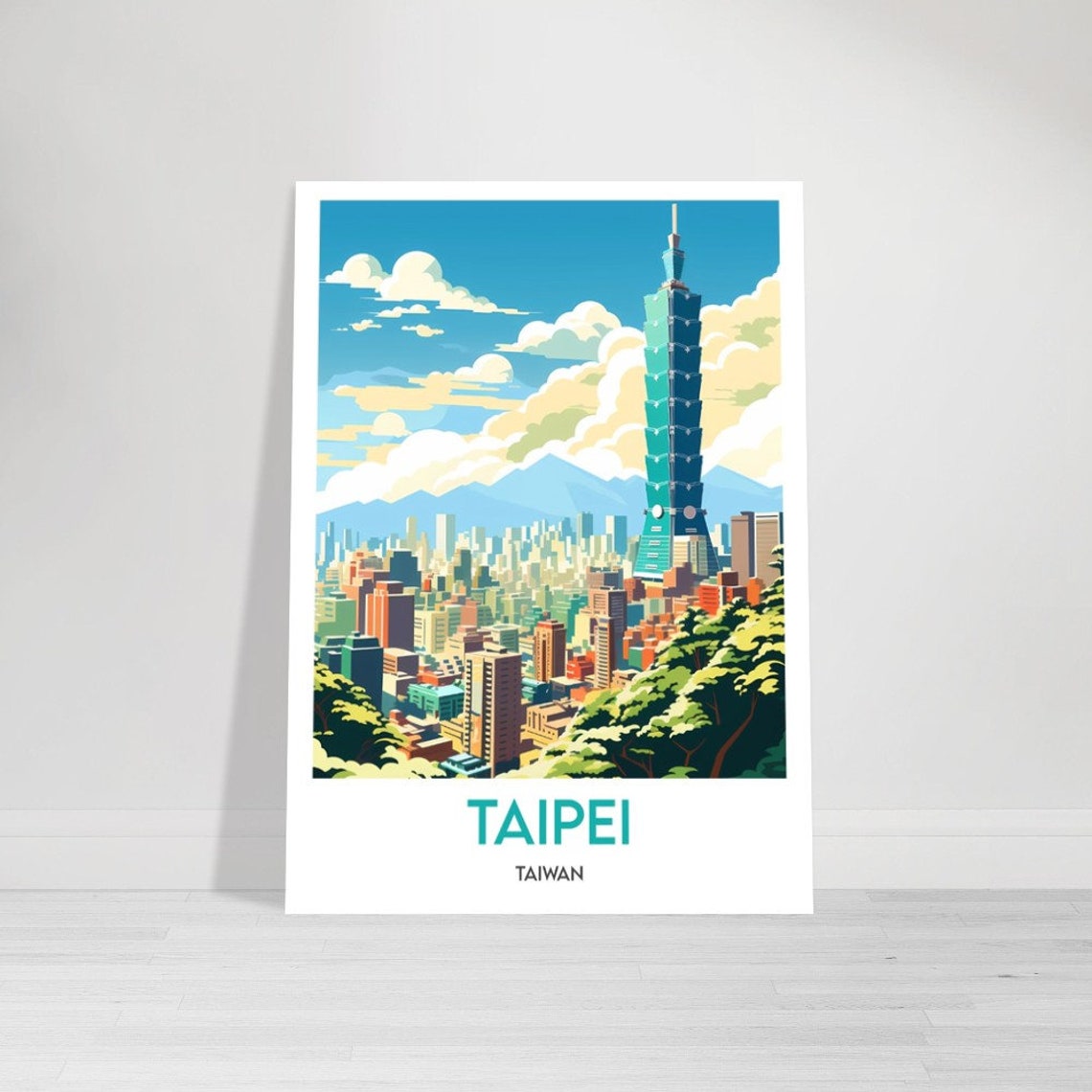 Taipei Taiwan Taipei 101 Skyscraper City Skyline Travel Poster - Image 2