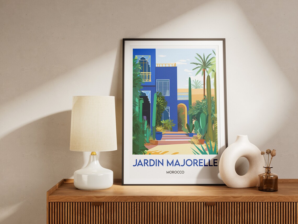 Jardin Majorelle Marrakech Morocco Blue Villa Garden Travel Poster - Image 2