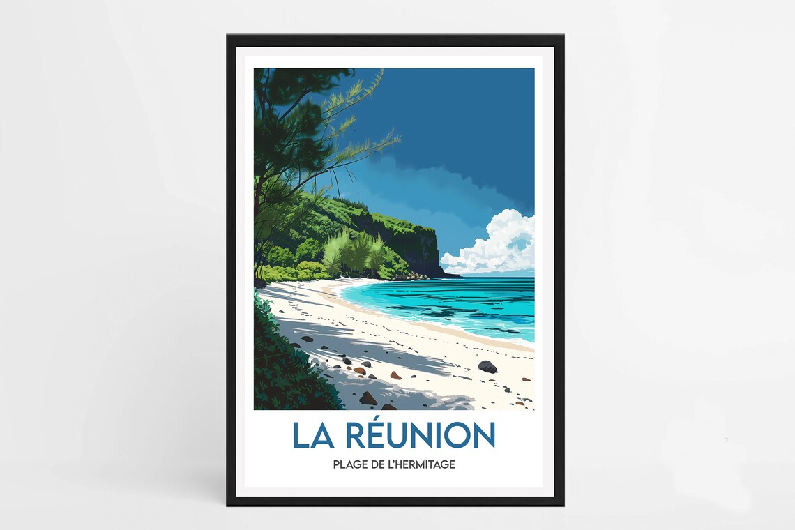 La Reunion Hermitage Beach Turquoise Water White Sand Poster