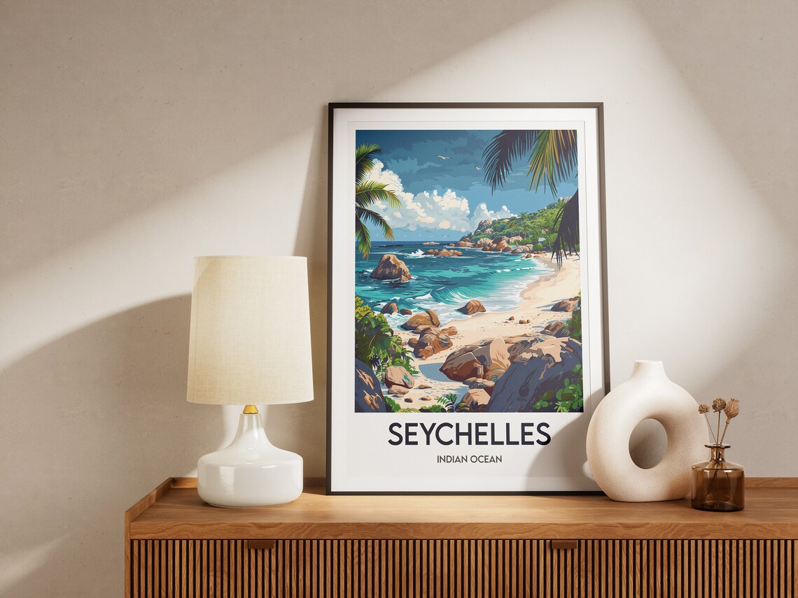 Seychelles Travel Poster, Place-Name Wall Art Print - Image 2