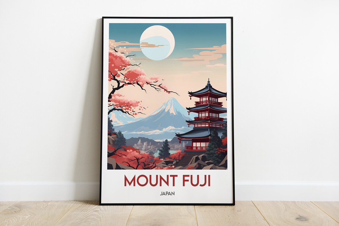 Mount Fuji Japan Travel Poster, Asia Wall Art