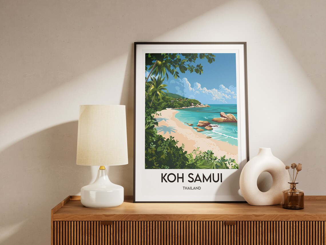 Koh Samui Thailand White Sand Beach Palm Trees Travel Poster - Image 2