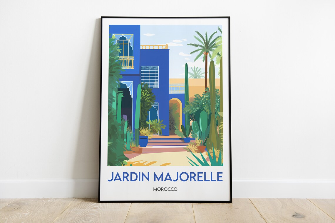 Jardin Majorelle Marrakech Morocco Blue Villa Garden Travel Poster