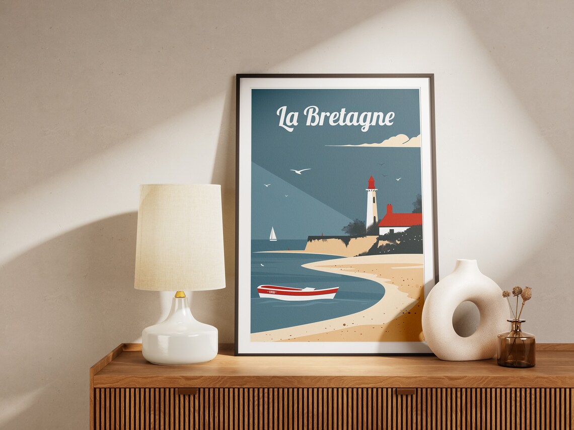 La Bretagne France Lighthouse Beach Minimalist Coastal Poster - Image 2