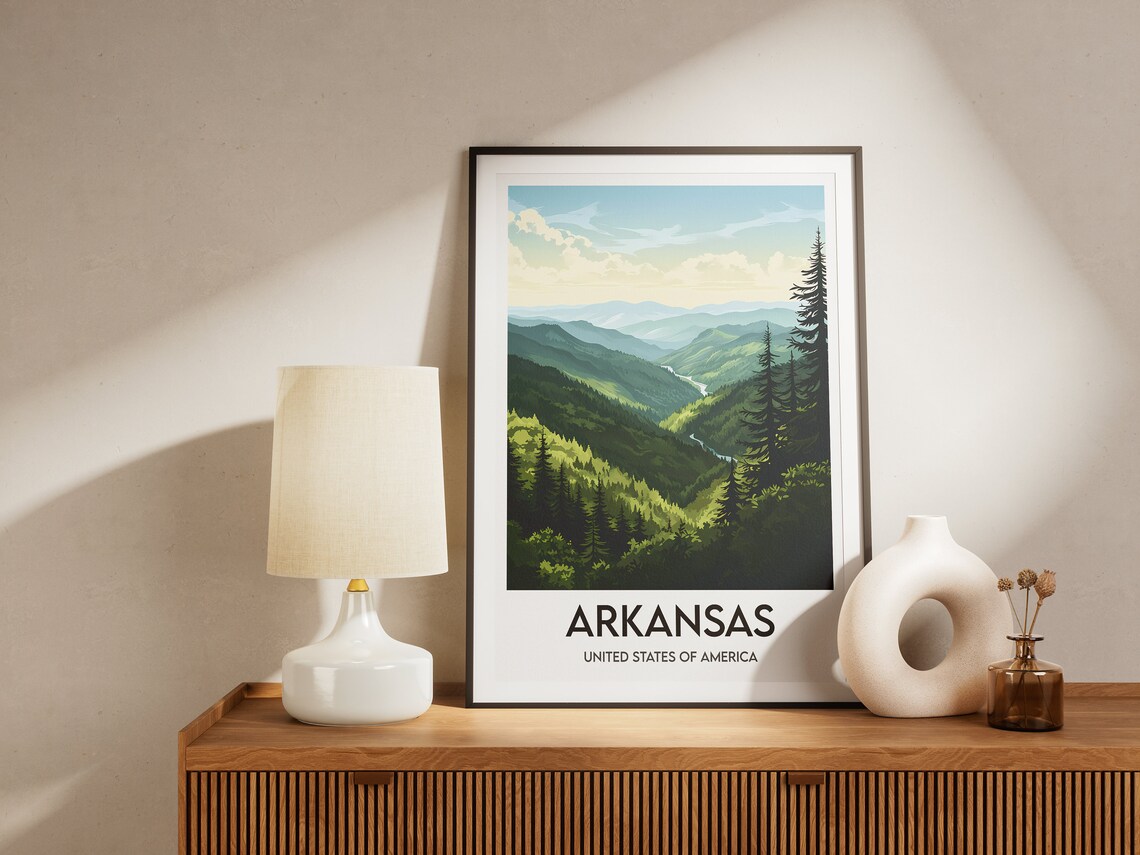Arkansas Green Mountain Valley Vista Scenic Vintage Travel Poster - Image 2