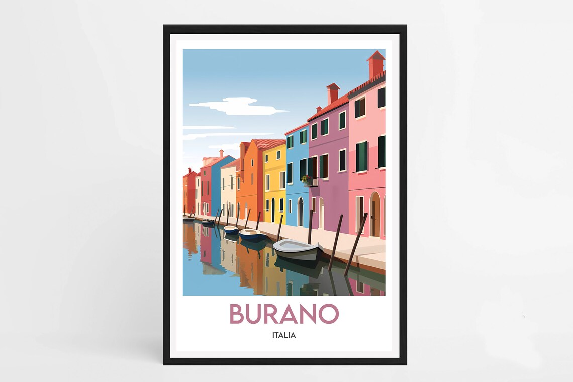 Burano Tourism Poster, Italian Travel Poster