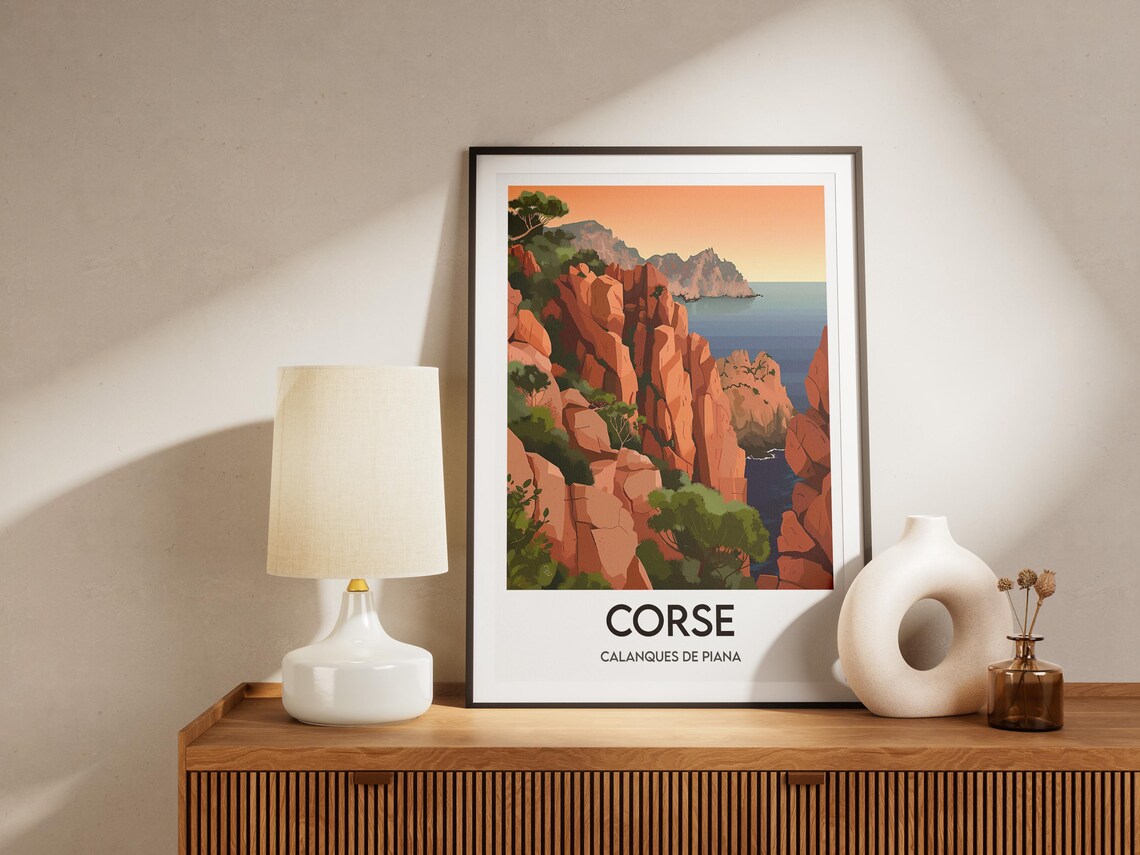 Corsican Calanques De Piana Illustration Art Print - Image 2