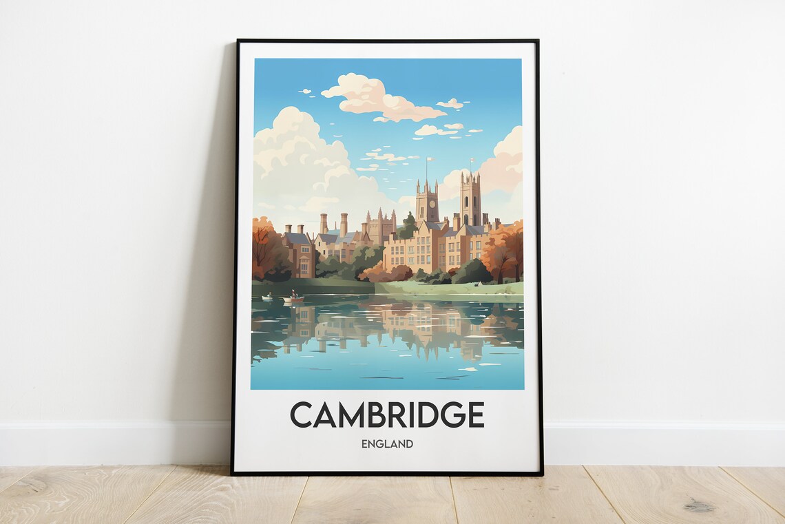 Cambridge Historic Colleges River Cam England Autumn Poster Art