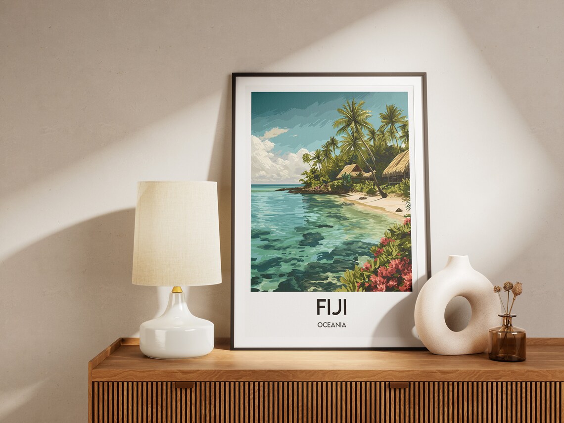 Fiji Oceania Illustration Travel Poster, Gift For Traveler - Image 2