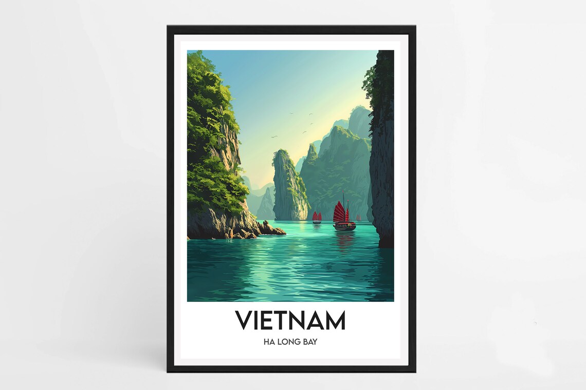 Vietnam Travel Poster, Ha Long Bay Interior Decoration