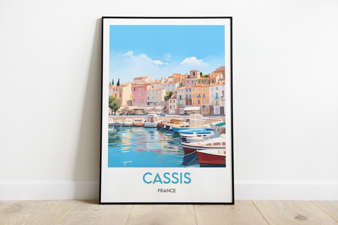 Cassis Minimalist Travel Poster, France Wall Decor