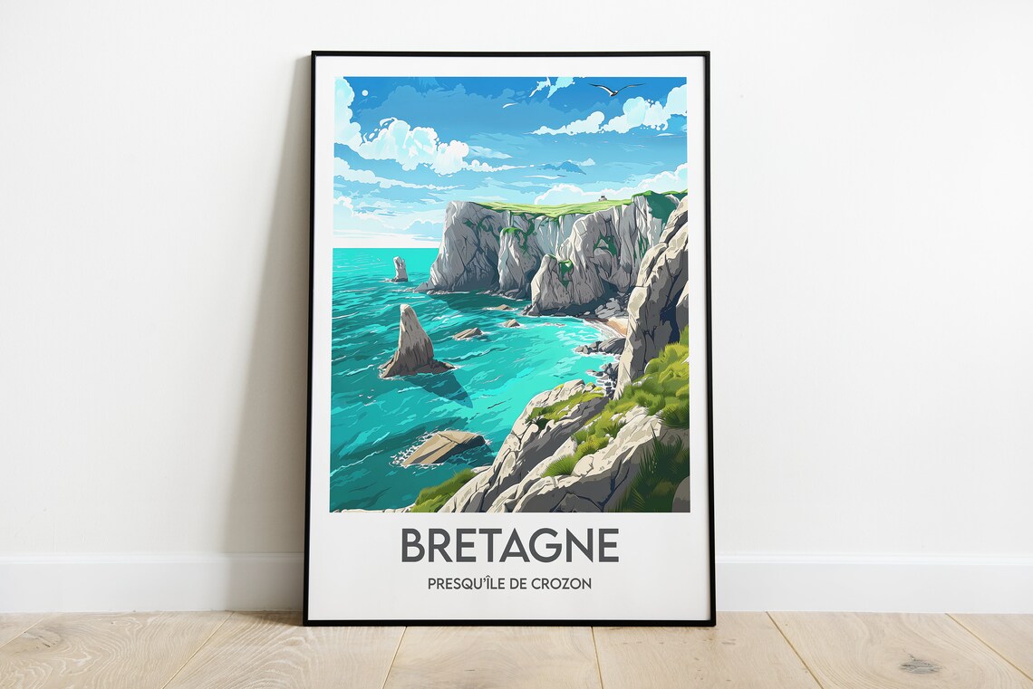 Bretagne Crozon Peninsula France Rugged Cliffs Turquoise Sea Poster