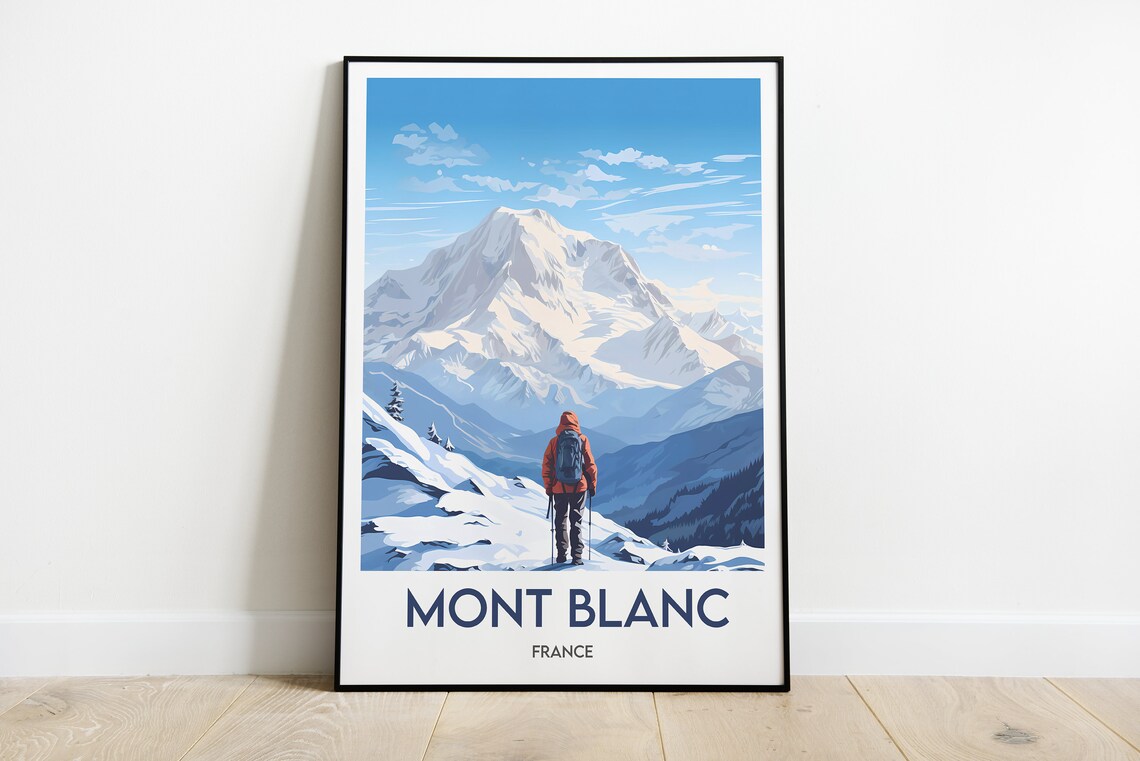 Mont Blanc Minimalist Travel Poster, France