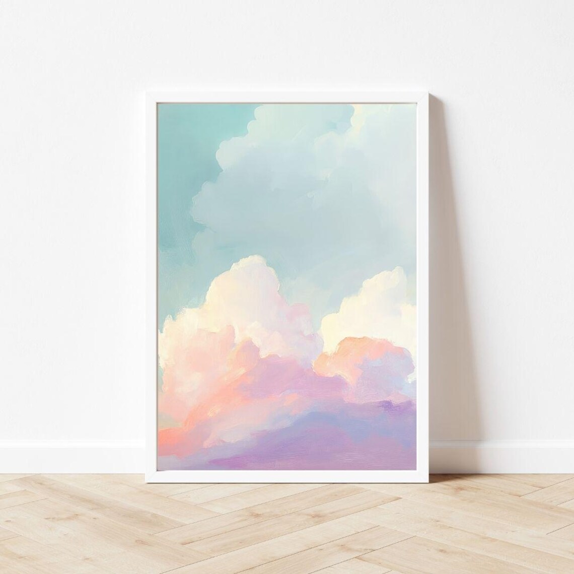 Pastel Cloud Sunset Watercolor Sky Wall Art Print - Image 3