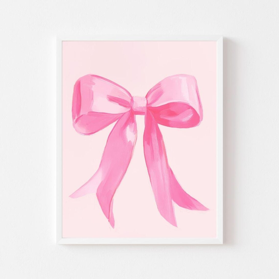 Blush Pink Satin Ribbon Bow in Coquette Style Pastel Wall Poster