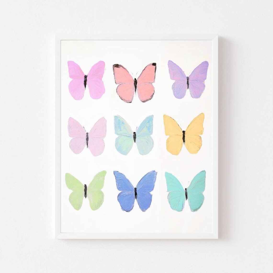 Rainbow Butterflies Pastel Girls Room Art Print