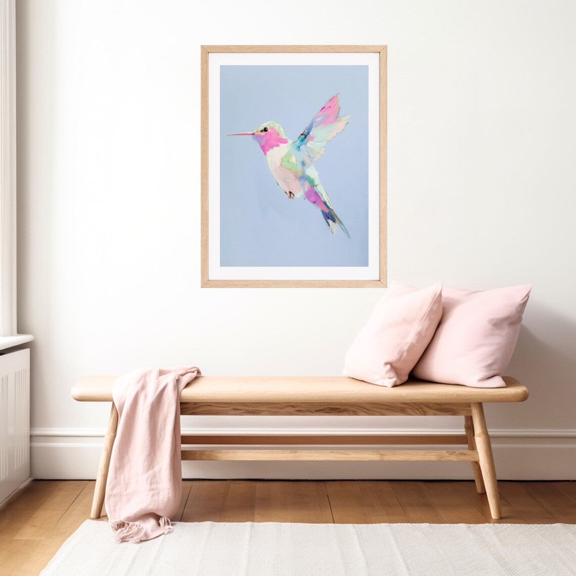 Hummingbird Painting, Pastel Bird Art Print for Girls Room - Image 2