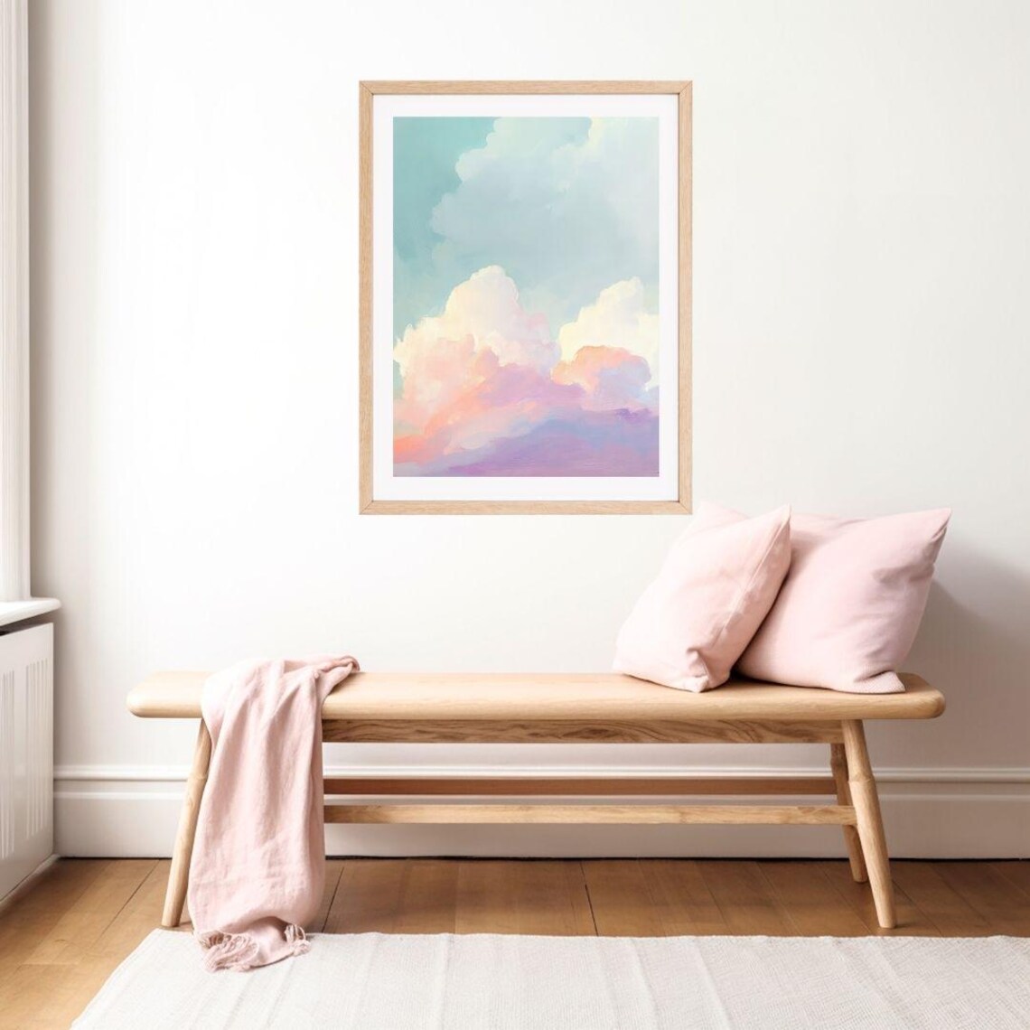 Pastel Cloud Sunset Watercolor Sky Wall Art Print - Image 2