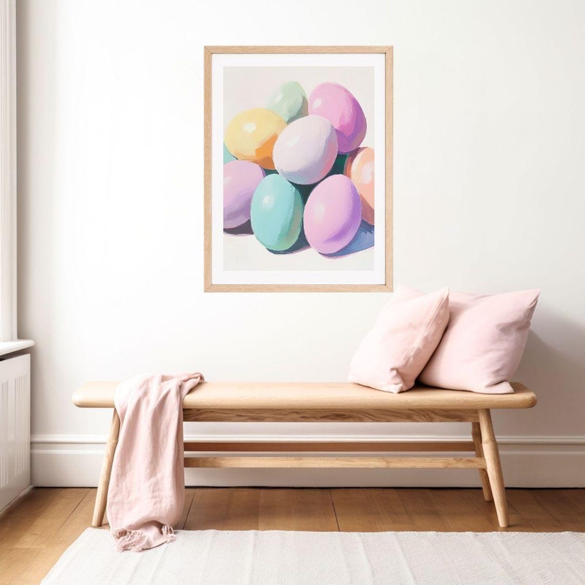 Pastel Easter Eggs Pile Spring Painting For Kitchen Wall Poster - Image 2