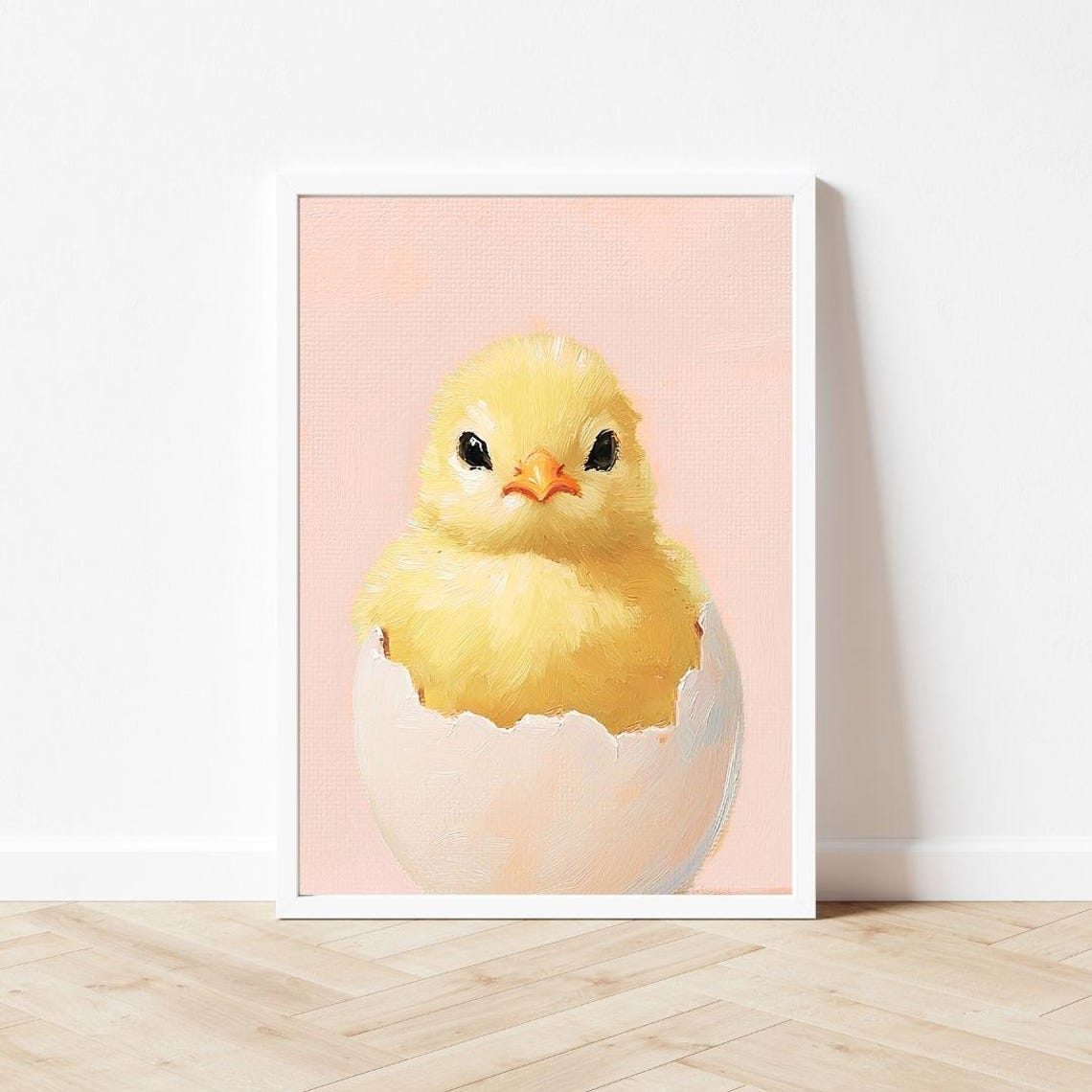 Fluffy Yellow Chick Hatching from Eggshell Spring Animal Poster - Image 3