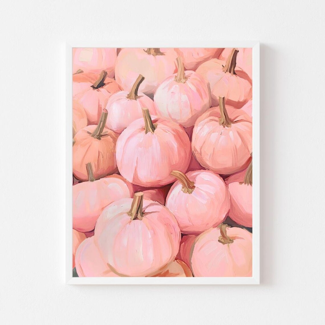 Blush Pink Pumpkins Pile Cozy Autumn Harvest Season Decor Poster