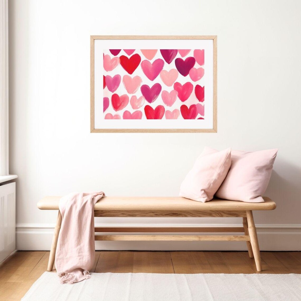 Pink And Red Heart Pattern Valentine Art Print - Image 2