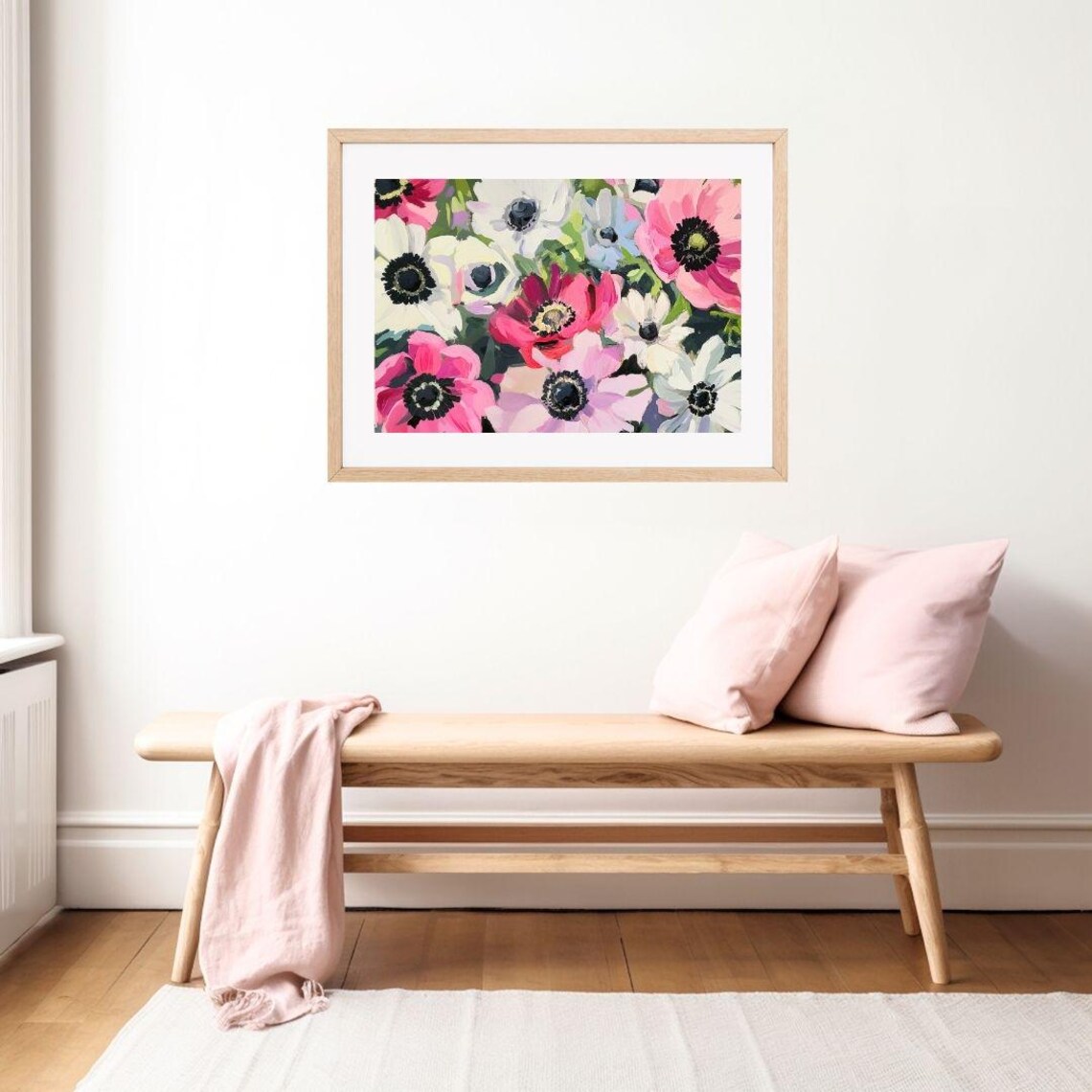 Colorful Anemone Flowers Painting, Winter Floral Print - Image 2