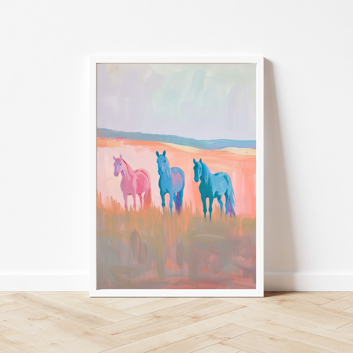 Pastel Horses, Whimsical Girls Room Art Print - Image 3