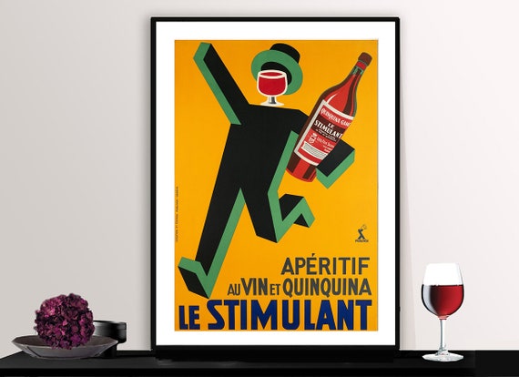 Aperitif Au Vin Et Quinquina Stimulant Vintage Fooddrink Poster Beverages Art Gift Idea Wall Decor