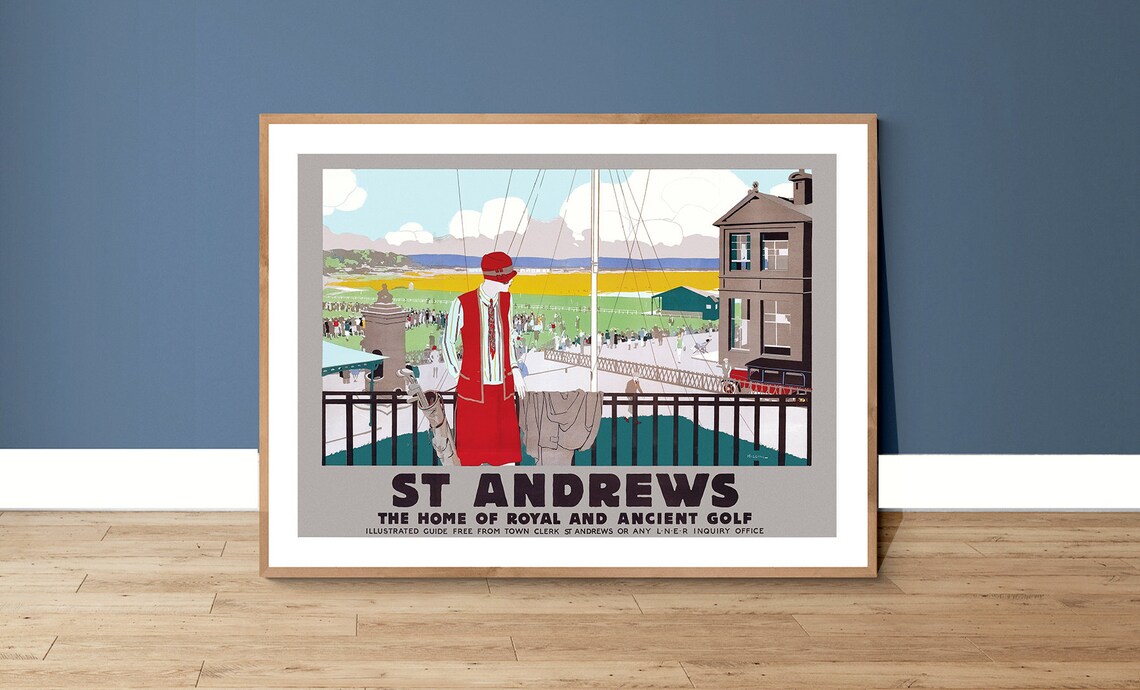 St Andrews Home of Royal and Ancient Golf Scotland Vintage Golf Poster