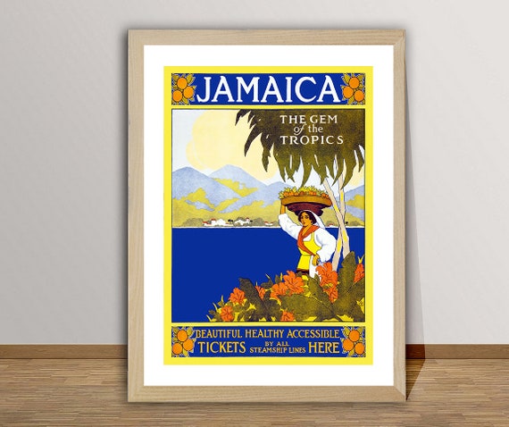 Jamaica The Gem Of The Tropics Vintage Travel Poster Poster Paper Or Print Gift Idea Wall Decor