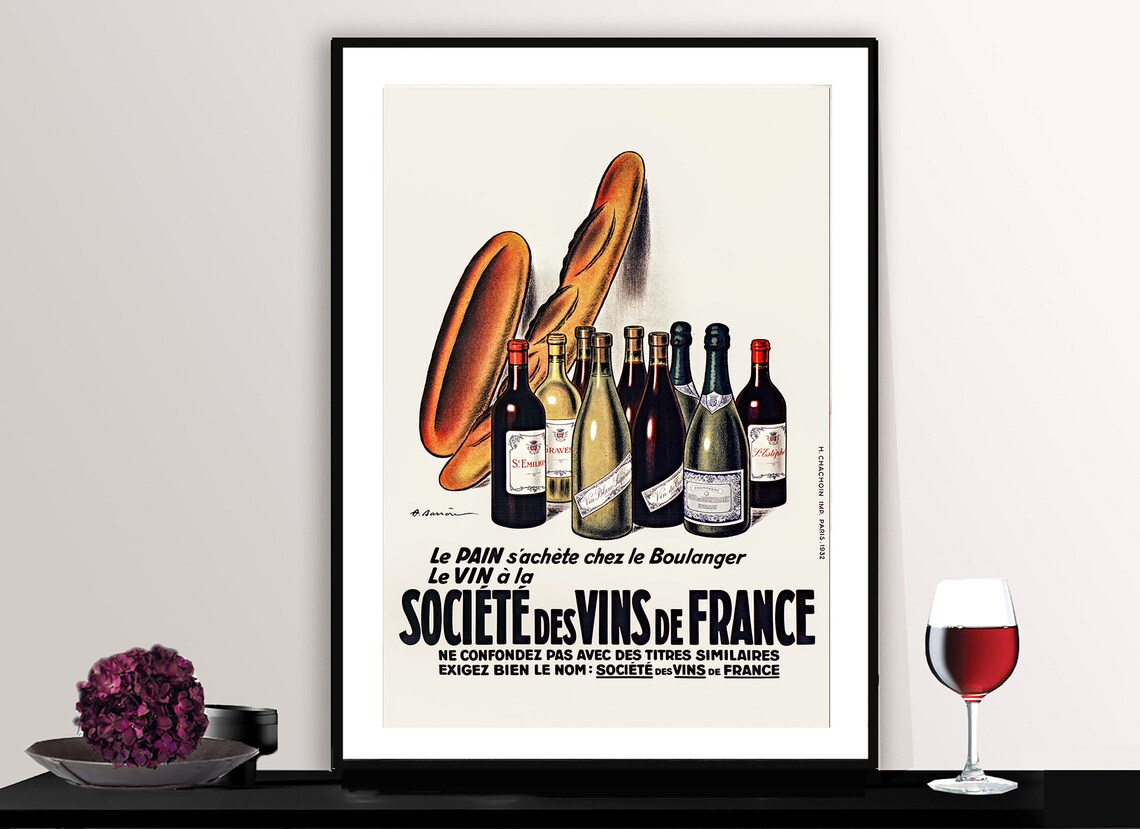 Societe Des Vins De France Vintage Travel Poster