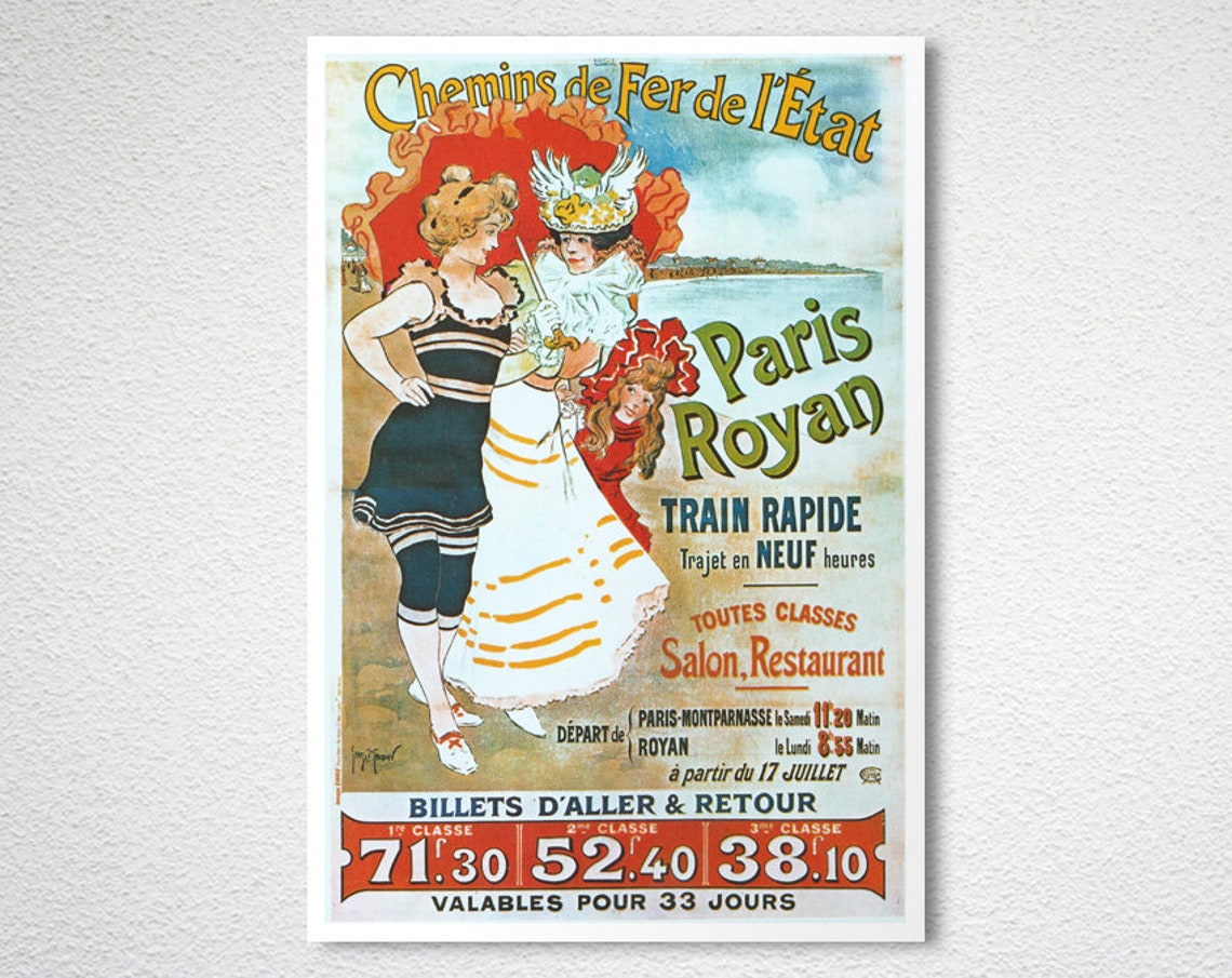 Paris Royan Express Train Belle Epoque Seaside Railway Travel Poster - Image 2
