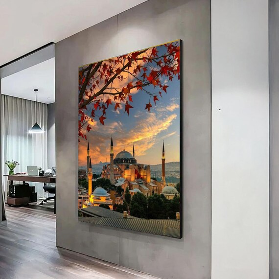 Autumn Evening Istanbul Skyline Canvas Hagia Sophia Wall Art Historic Architecture Sunset Cityscape Decoration Travel Photography